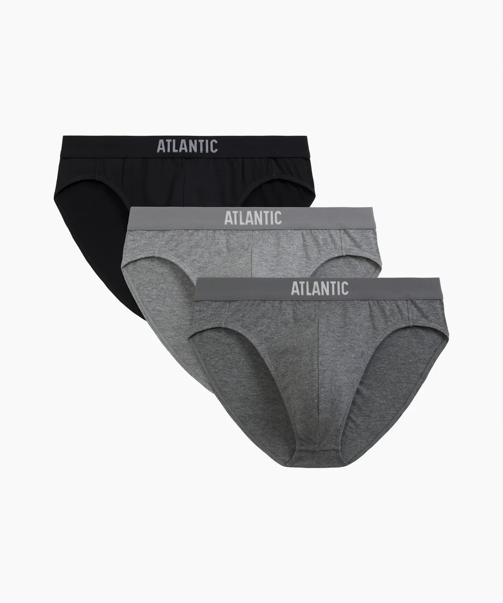 Мужские трусы слипы спорт Atlantic, набор 3 шт., хлопок, черные + серый меланж + темно-серый меланж, 3MP-094