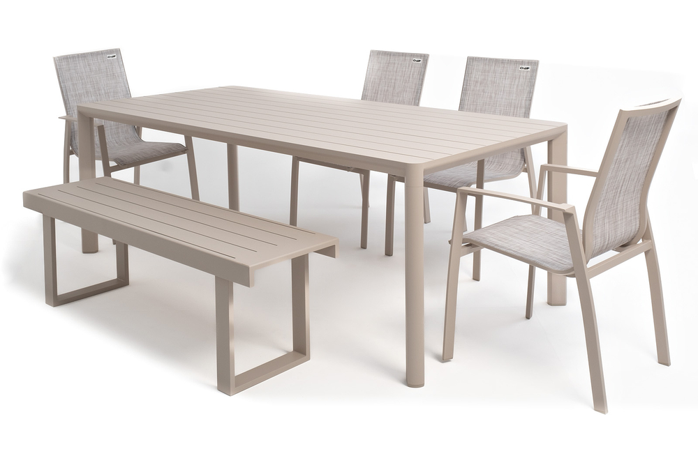 Столовая группа из алюминия Joygarden ГОНЗО со скамьей, бежевый