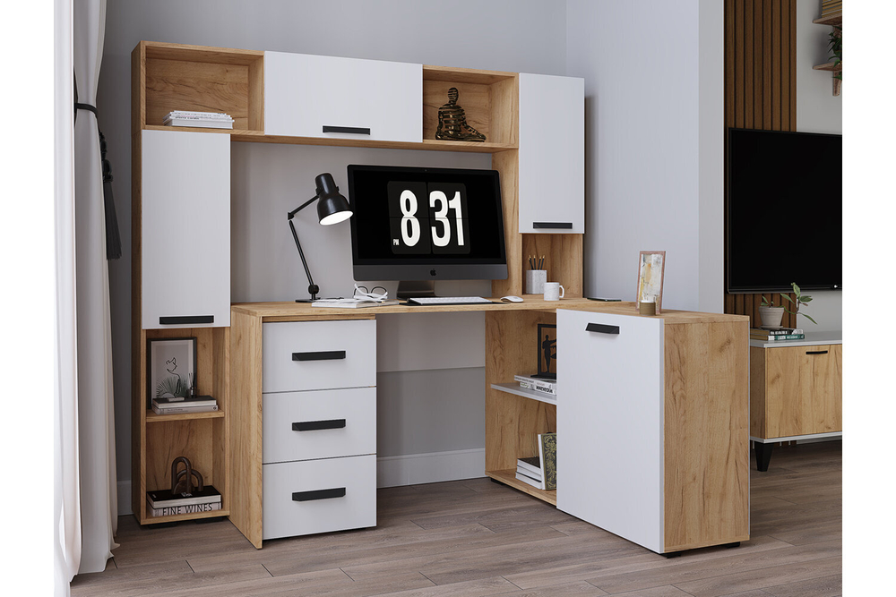 Полка навесная 1450 Квартет-13, дуб крафт/белый