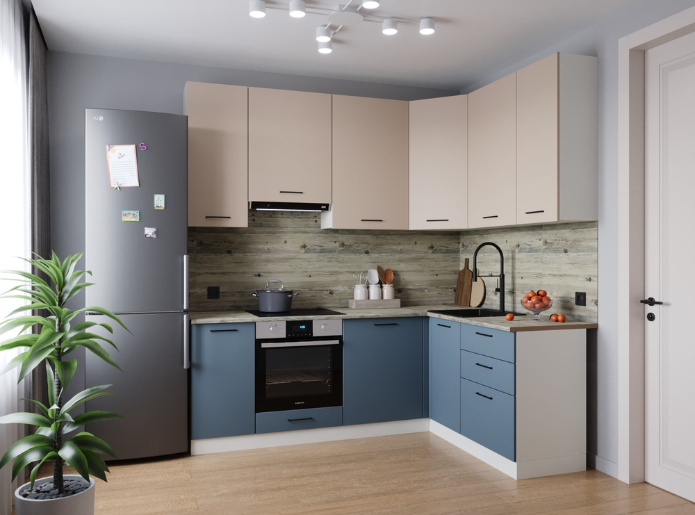 Кухонный гарнитур угловой Крафт 2200х1600 (38мм)