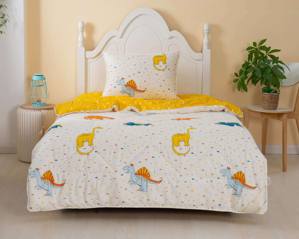 Детское постельное белье 1.5 спальное Sofi De MarkO Дино желтое