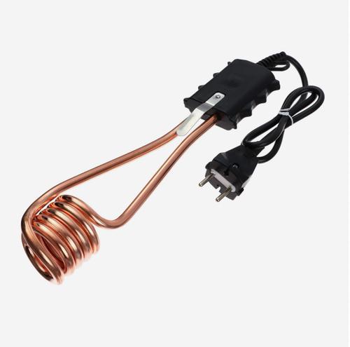 Электро кипятильник 1500 Вт, спираль пружина, индикатор, 28х6 см, 220В, черный (1 шт.)