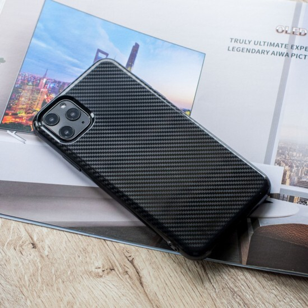 Чехол ТПУ карбон глянцевый для iPhone 11 Pro Max, 011457 Красный