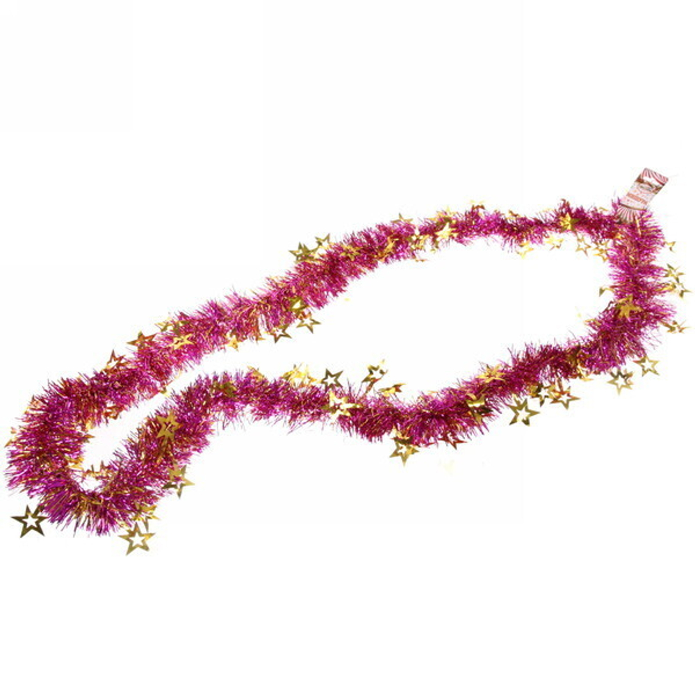 Мишура 2м 8см «Звезда», Розовый/золото