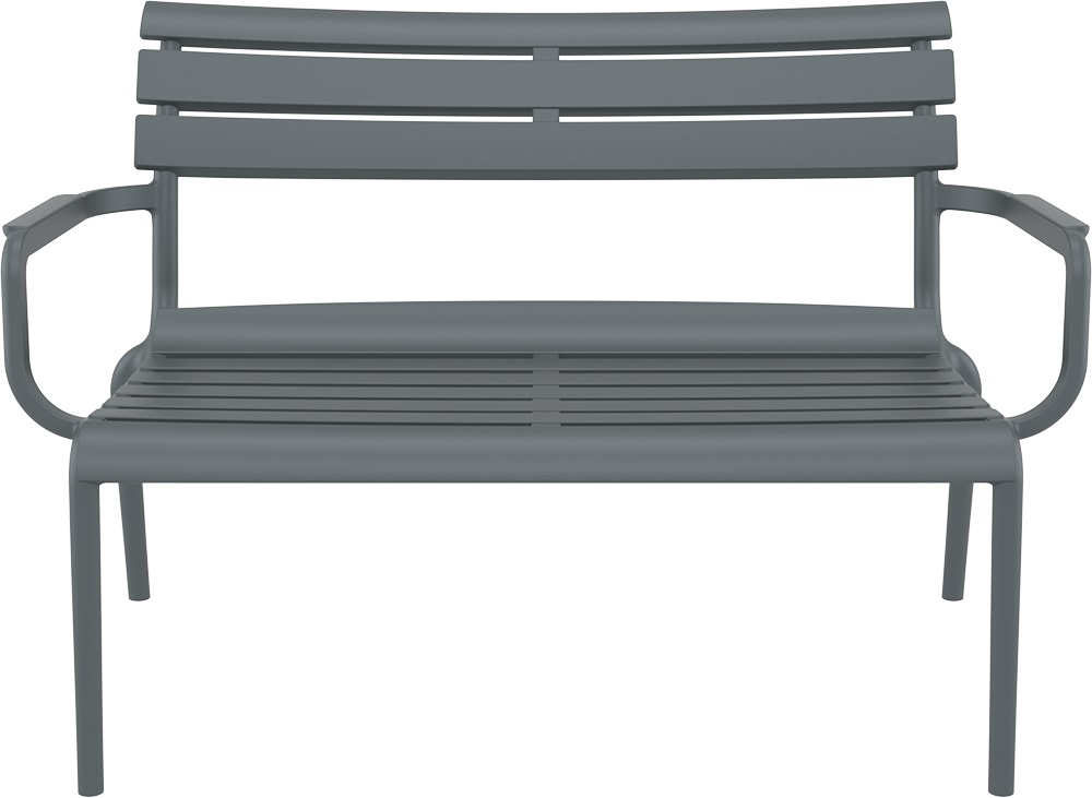 Диван пластиковый двухместный Siesta Contract Paris Lounge, темно-серый