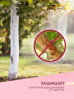 Краска побелка для садовых деревьев и кустарников 6 кг FARBITEX, с антибактериальными добавками для защиты коры от болезней и паразитов