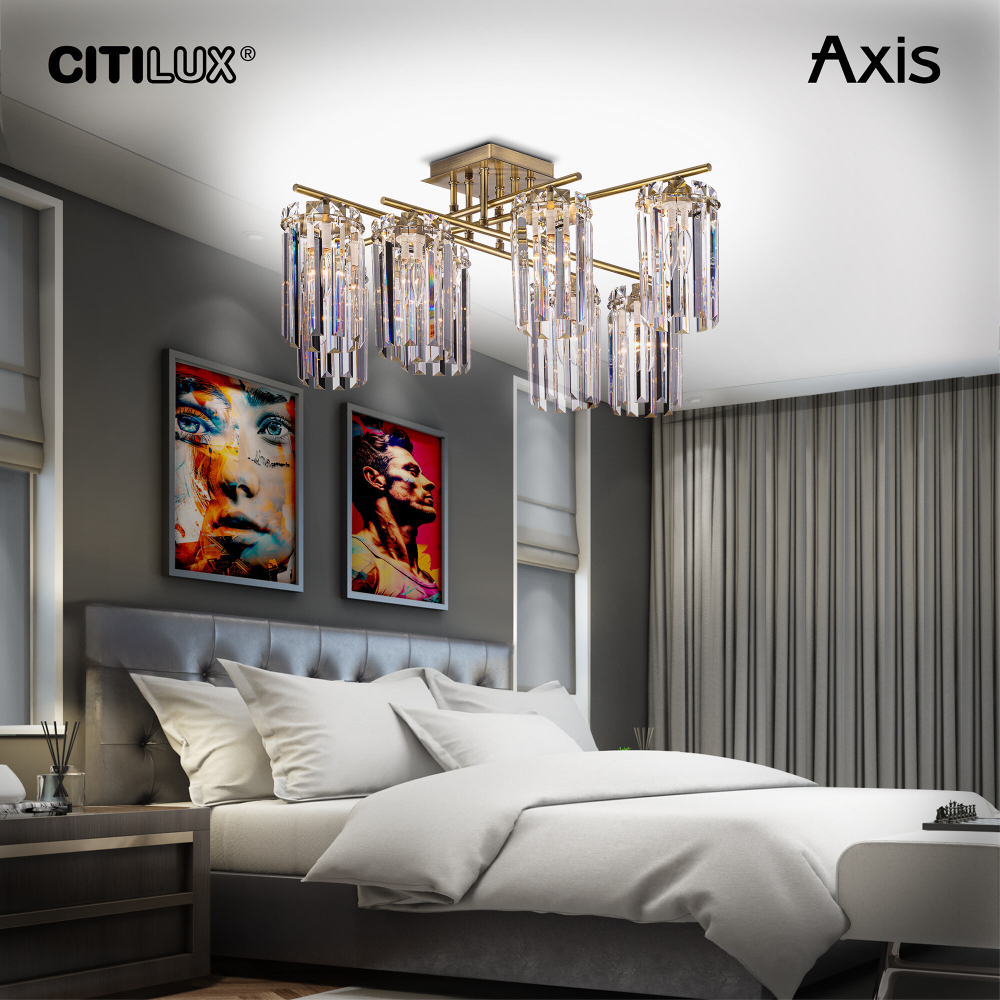 Citilux AXIS CL313283 Люстра хрустальная потолочная Бронза