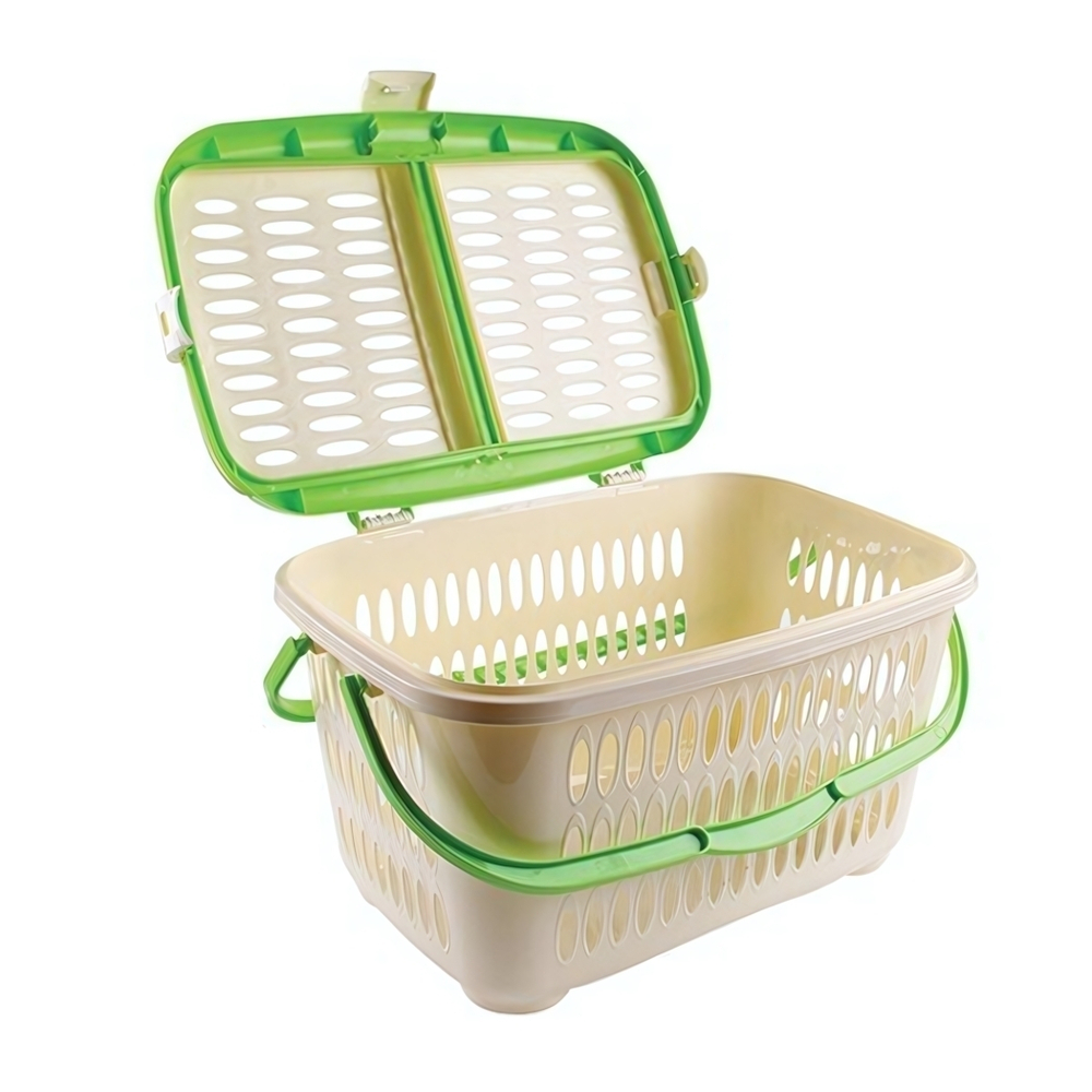 Корзина для пикника зеленый-кремовый