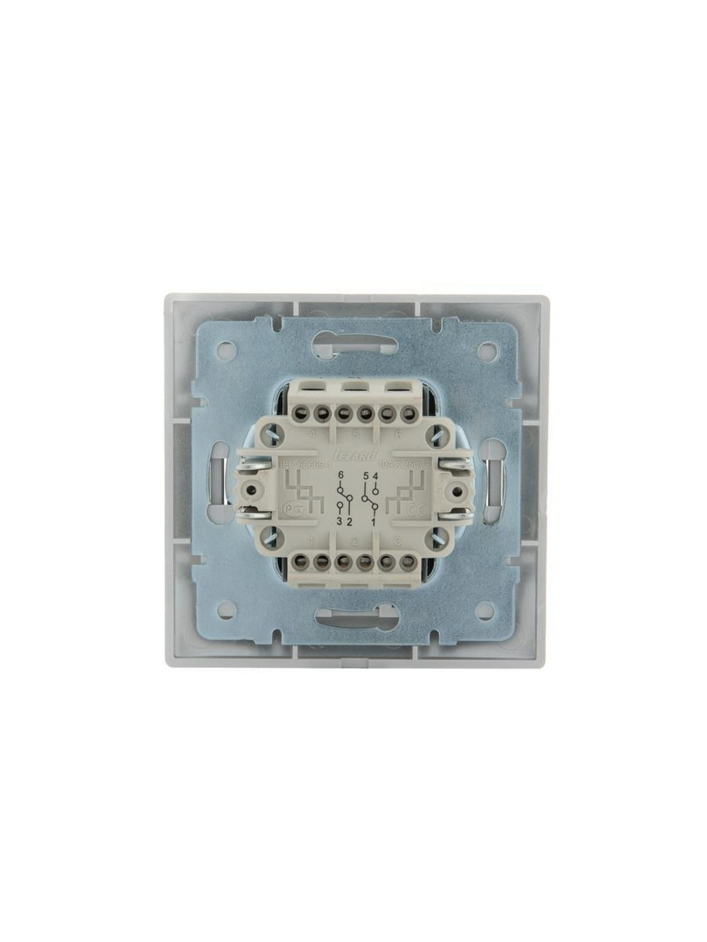 Переключатель проходной 2-кл. СП Mira 10А IP20 со вставкой сер. метал. LEZARD 701-1010-106