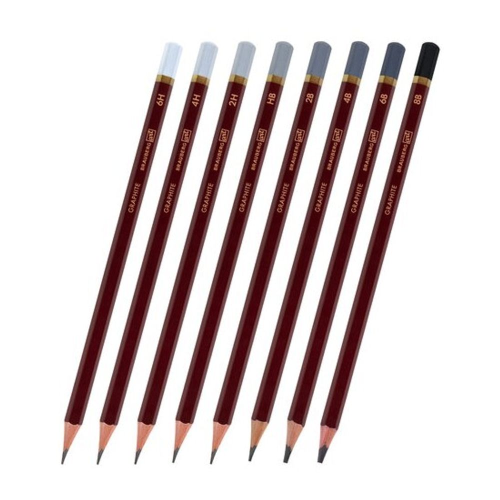 Набор карандашей чернографитных 8шт. 6H-8B, Brauberg Art Premiere, картон.упак