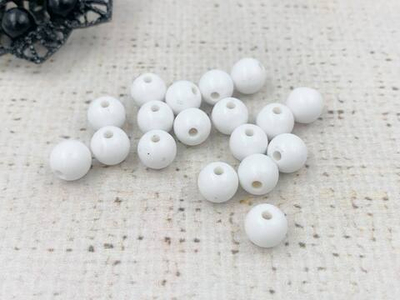 Бусины матовые пришивные, Ø 8 мм, белый