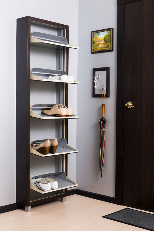 Обувница в прихожую с зеркалом для обуви Люкс 5 венге