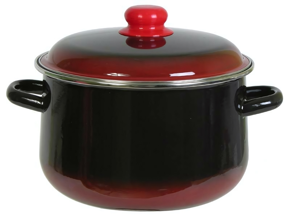 Кастрюля 5,5л коническая, черная с красным