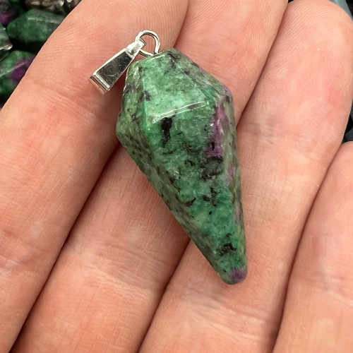 Кулон Маятник из камня Цоизит 34х15 мм