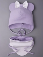 Шапка для девочек с ушками и снуд на осень