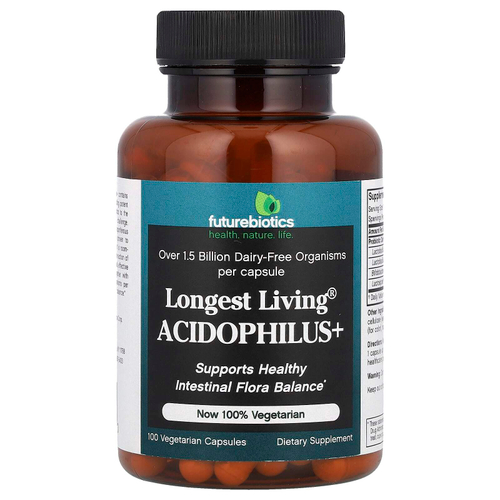 Futurebiotics, Longest Living Acidophilus +, 100 вегетарианских капсул