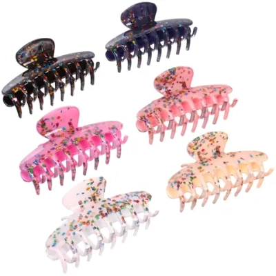 Заколка - краб для волос «AKS - VIENTO», микс 6 цветов, классика, 9,5*3,5см