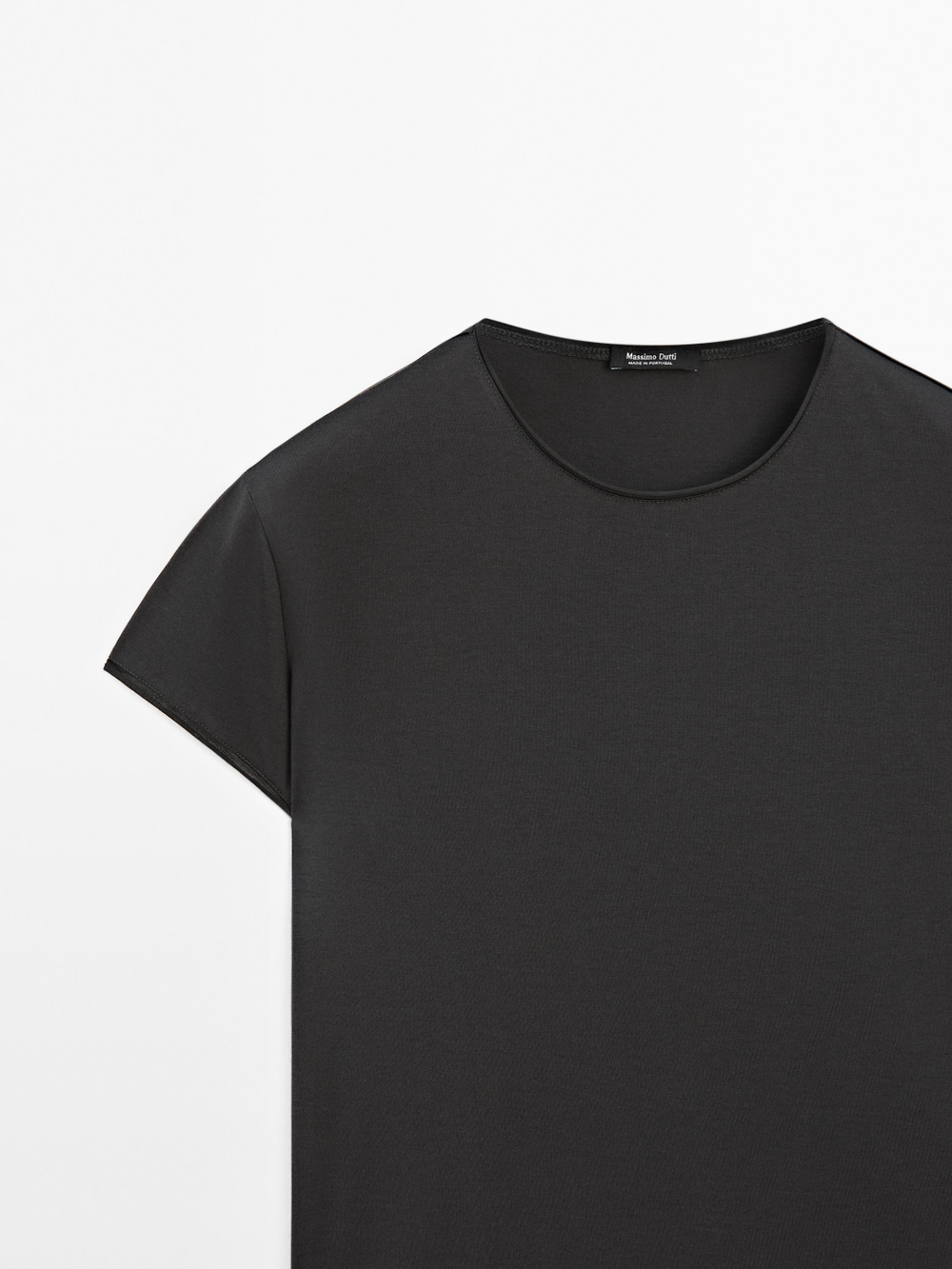 Massimo Dutti Футболка с короткими рукавами из 100% хлопка, свинцовый