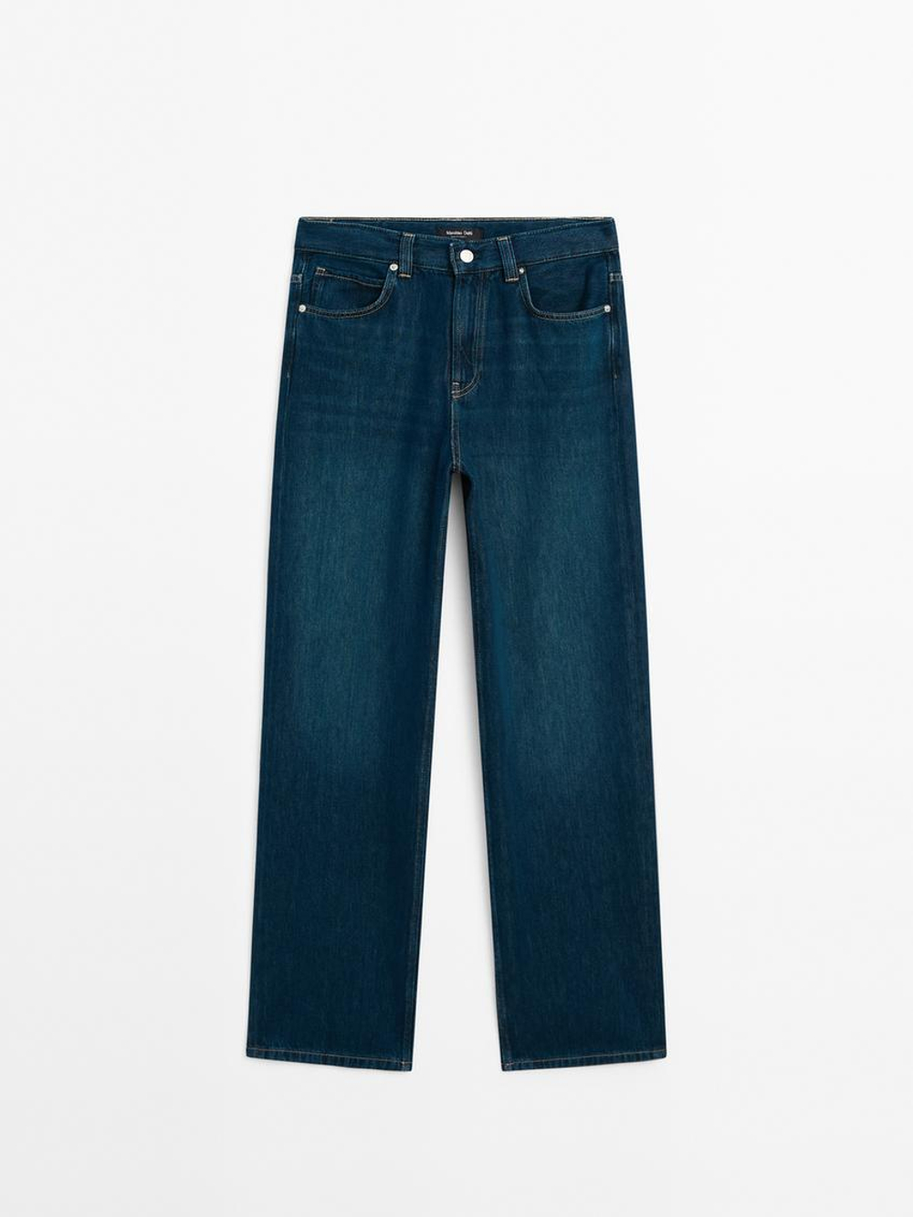 Massimo Dutti Джинсы с высокой посадкой и широкими штанинами, темно-серый