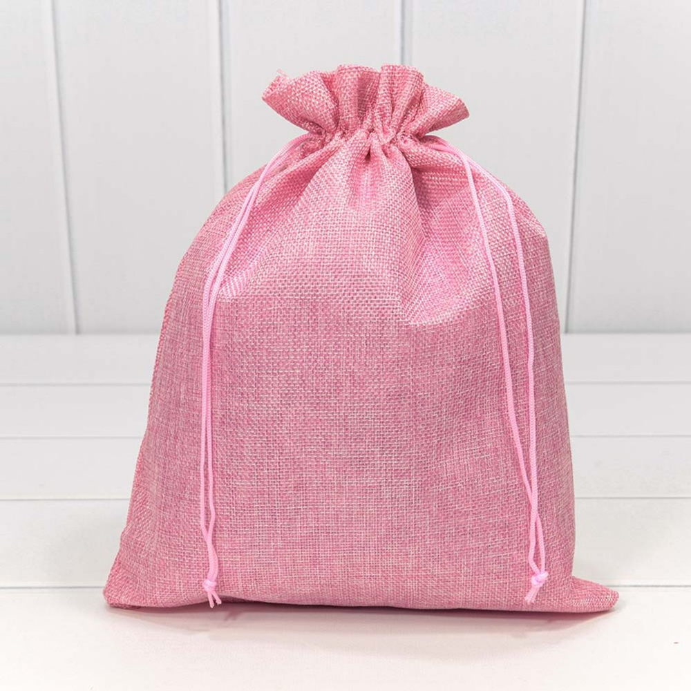 Мешочек 26х32см Лен искусственный (Розовый)