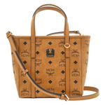 MCM Toni Mini Shopper Bag Visetos Monogram Coated Canvas Cognac