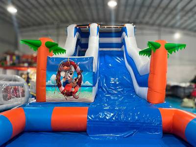 Надувная водная горка с бассейном «Пляжный оазис 3», 13*5*6 м