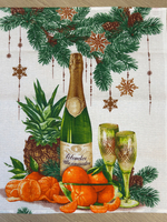 RADUGA-RUS Полотенце кухонное Новый год, Вафельное,50x60, 1шт