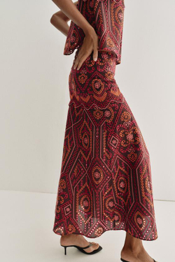 ZARA ЮБКА МИДИ С ПЕРФОРАЦИЕЙ, РАЗНОЦВЕТНЫЙ