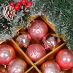 Новогодние шары «Зимняя вечеринка» 6 см (набор 16 шт), Розовое золото