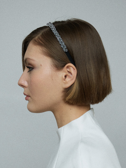 Ободок черный с хрустальным декором