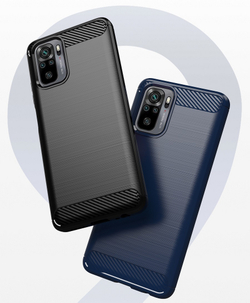 Темно-синий чехол для смартфона Xiaomi Redmi Note 10 Pro, серия Carbon (в стиле карбон) от Caseport