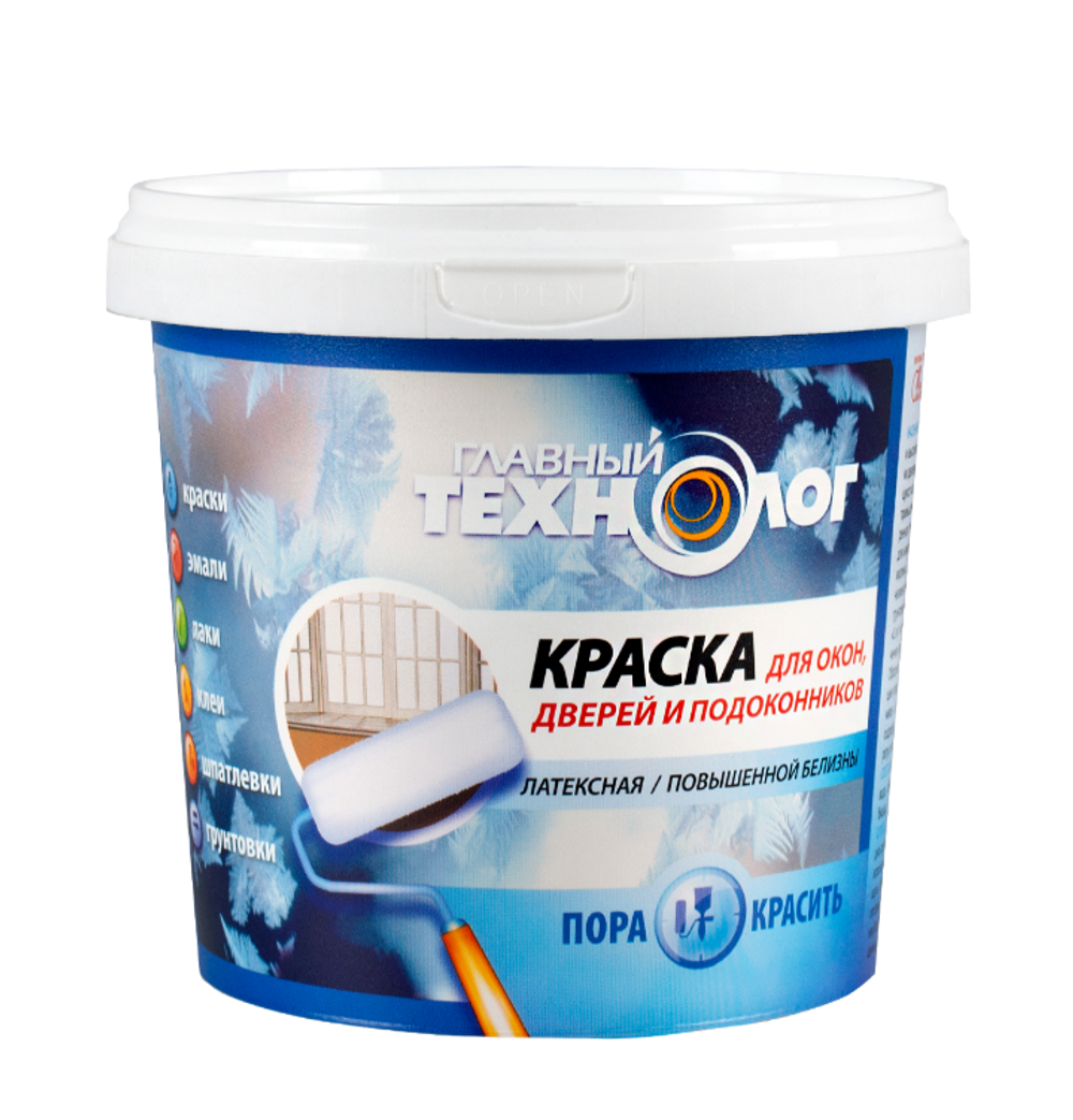 Краска для окон, дверей и подоконников Главный Технолог, матовая, белая
