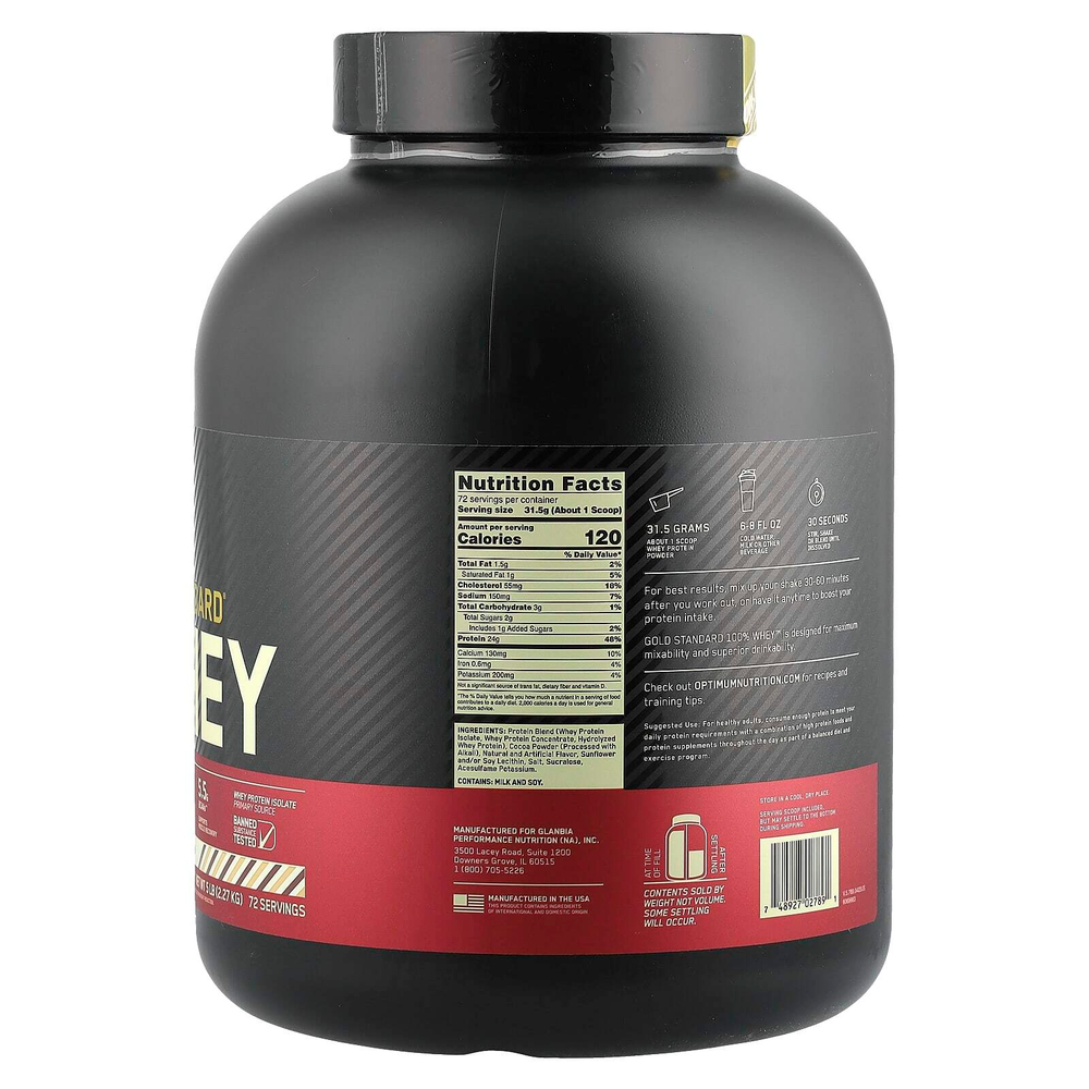 Optimum Nutrition, Gold Standard 100% Whey, сыворотка со вкусом шоколадного мороженого, 2,27 кг (5 фунтов)