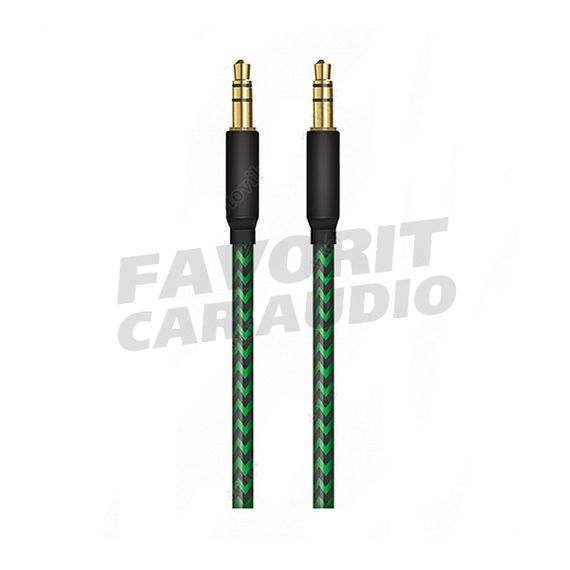 Кабель AUX, Jack 3,5mm(m) - Jack 3,5mm(m) OXION AUX006, 1.0м, круглый, ткань, цвет: зелёный