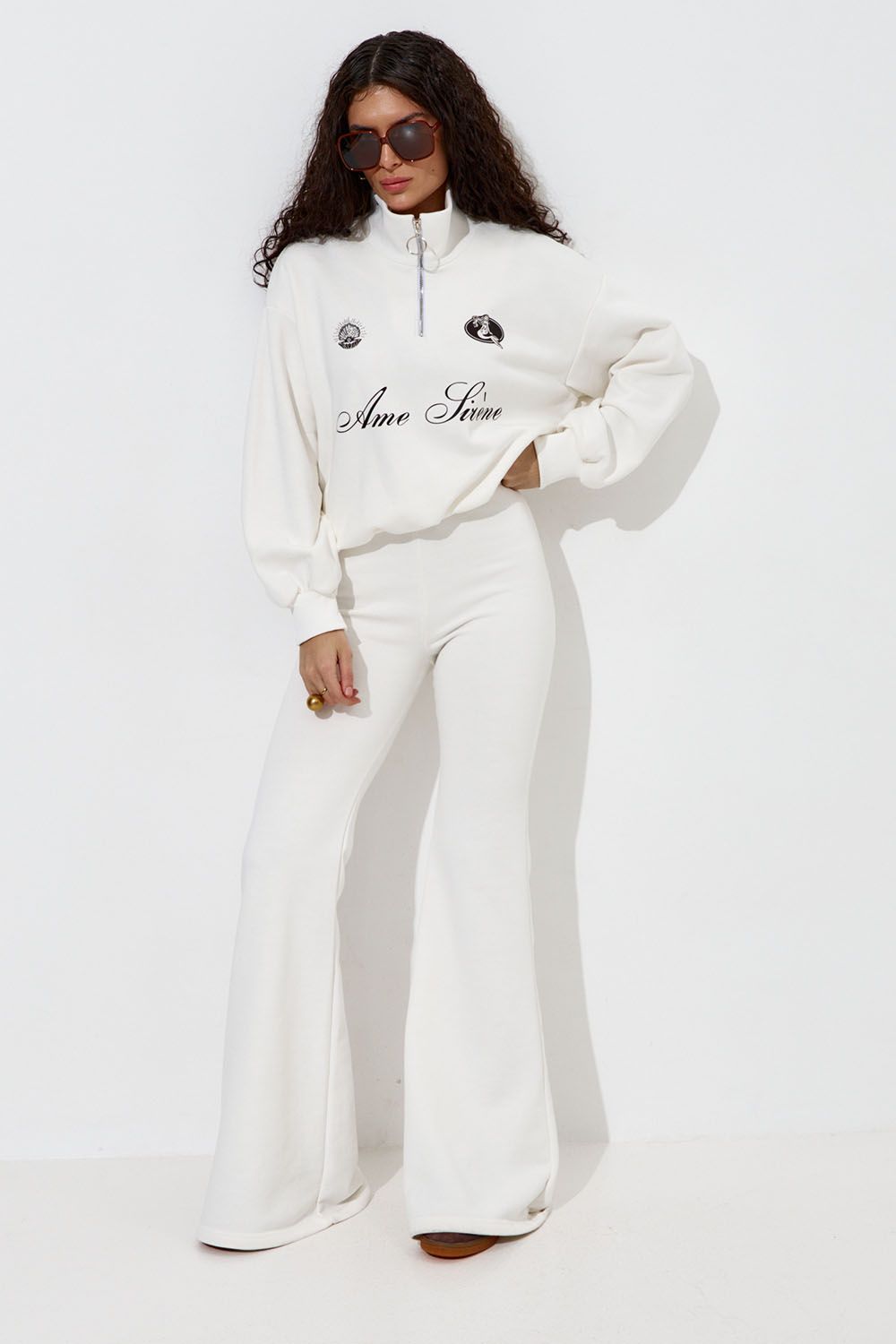 Олимпийка с короткой молнией "Âme Sirène" кремового цвета