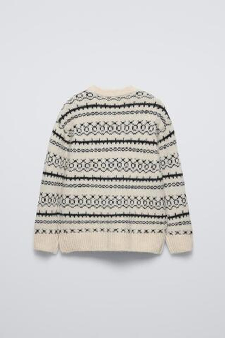 ZARA ЖАККАРДОВЫЙ СВИТЕР, ЭКРЮ