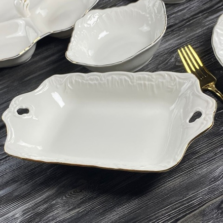 Lenardi 305-067 Прямоугольное глубокое блюдо 28см АВРОРА ЗОЛОТО в под.уп.(12)Фарфор