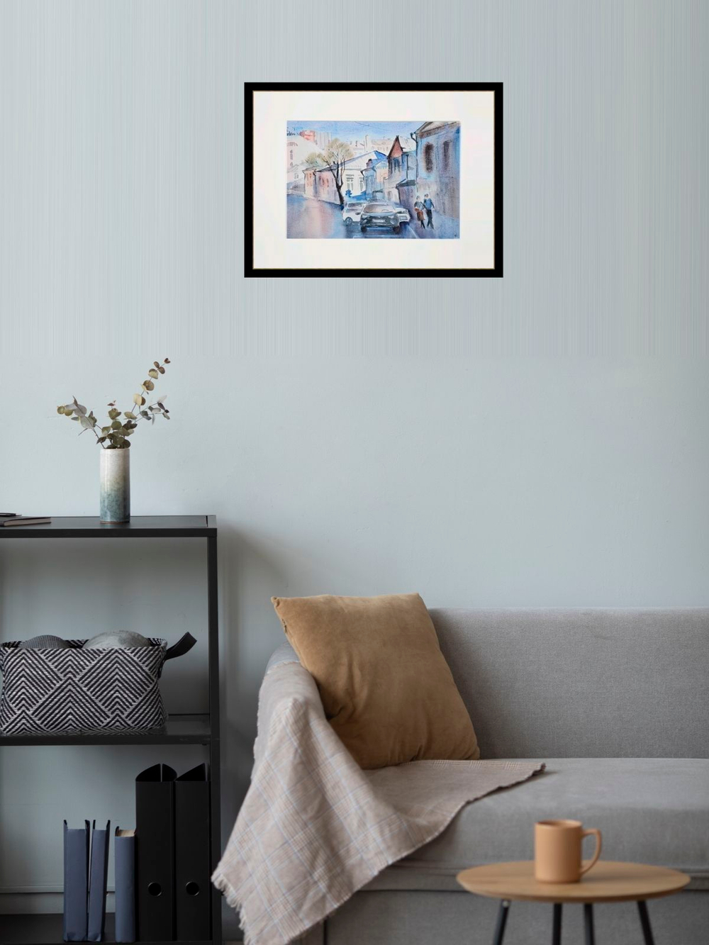 Картина авторская акварельная в паспарту 30х40 см на стену для интерьера "В переулках Таганки"