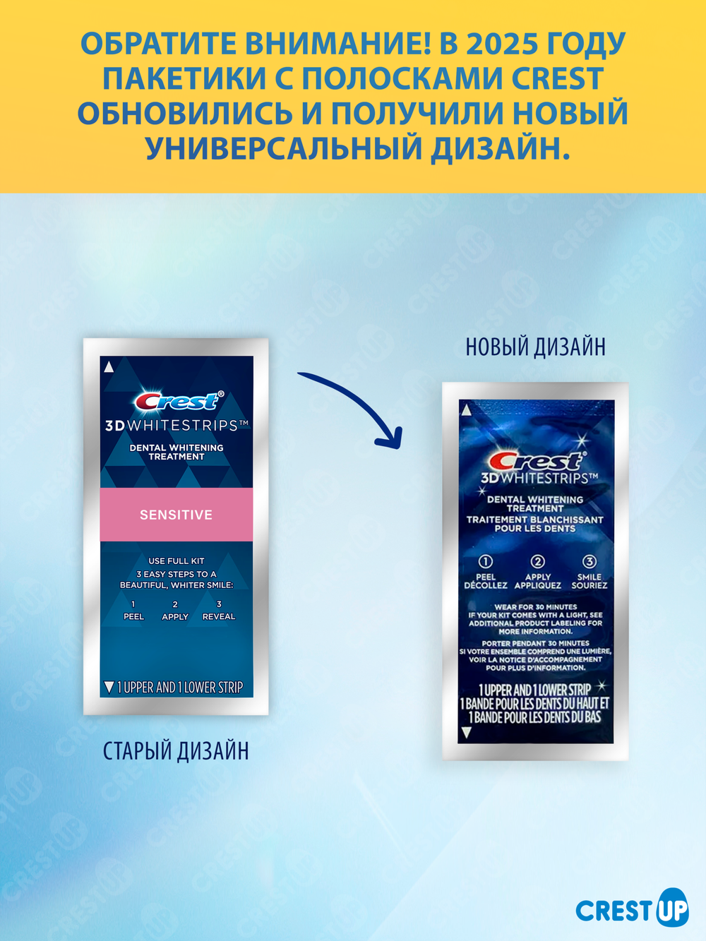 Отбеливающие полоски для зубов Crest 3D Whitestrips Sensitive Light