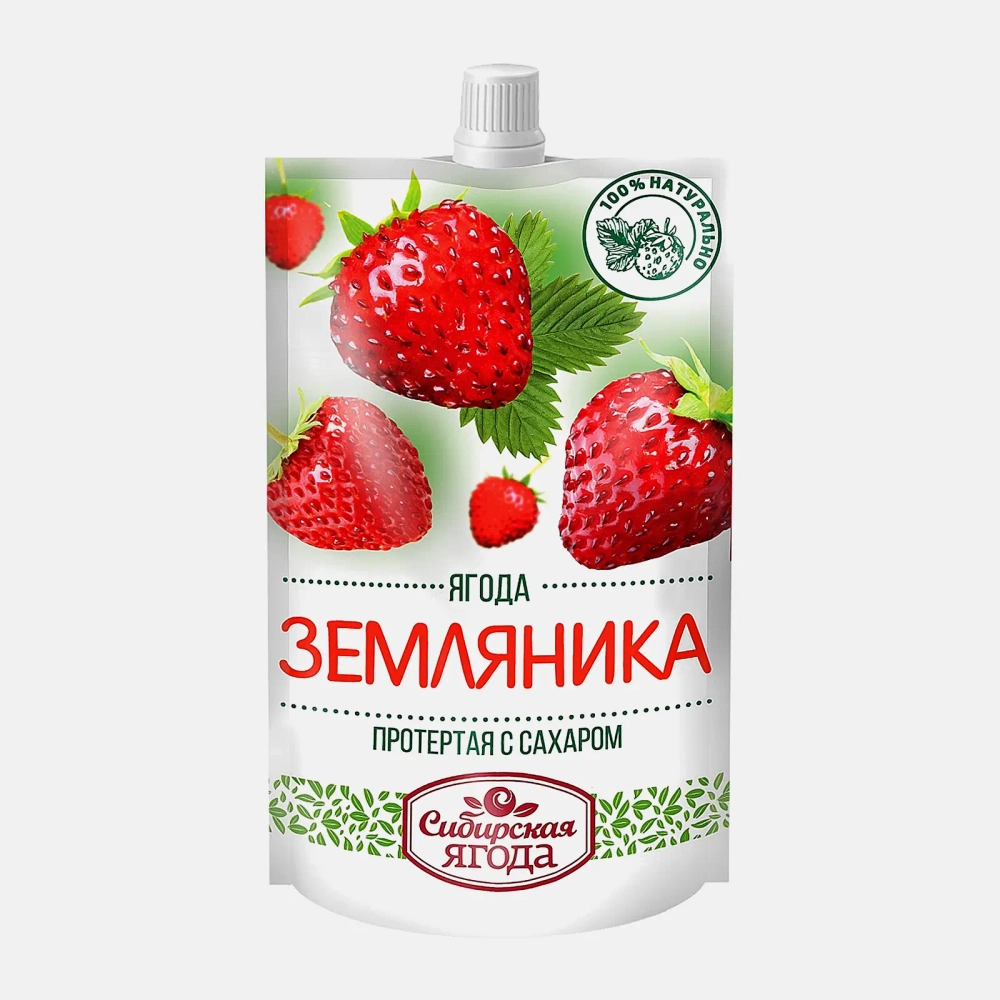 Земляника Сибирская ягода протертая с сахаром 280г