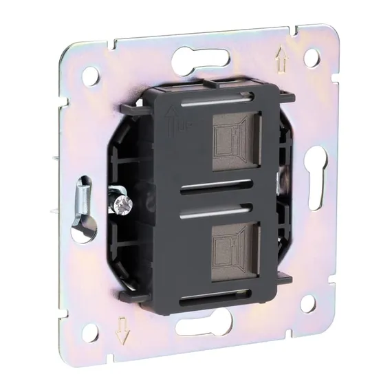 Розетка ROUND компьютерная двойная RJ45+RJ45 кат6 с/у титан KRANZ