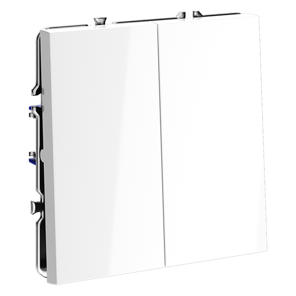 Выключатель встраиваемый VOLTUM S70 двухклавишный 10А, (белый глянцевый)