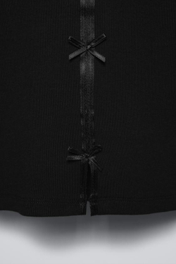 ZARA ТОП В РУБЧИК С БАНТАМИ ИЗ АТЛАСА, ЧЕРНЫЙ