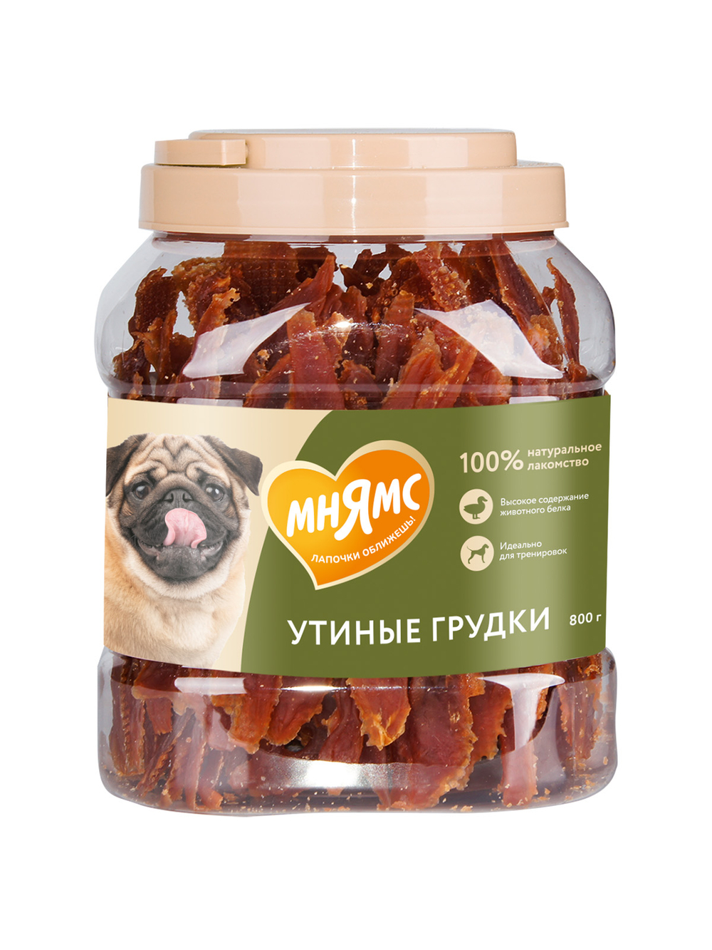 Лакомство Мнямс На каждый день для собак Утиные грудки в банке 800 г