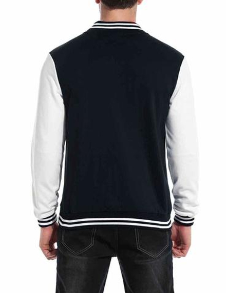 Куртка бомбер темно-синий с белыми рукавами