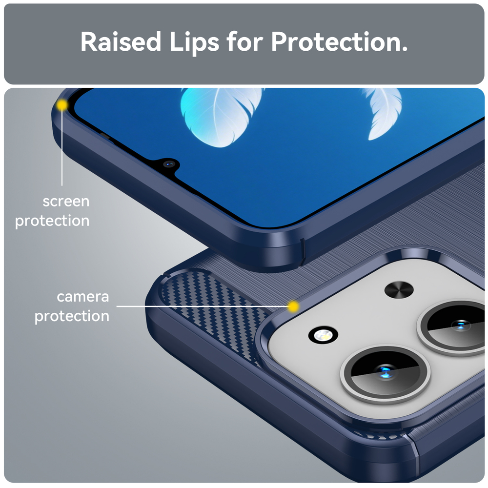 Чехол синего цвета на Xiaomi Redmi 15C 4G, серия Carbon (дизайн под карбон) от Caseport