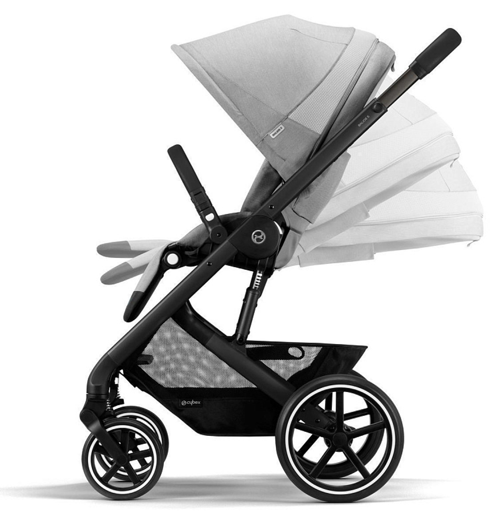Коляска 3 в 1 Cybex Balios S Lux BLK и автокресло Aton B2 i-Size Volcano Black с базой isofix Base One Lava Grey с дождевиком