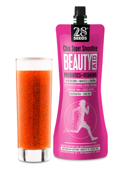 Супер-смузи 28SEEDS, смузи без сахара Чиа БЬЮТИ Апельсин + Манго + Лайм