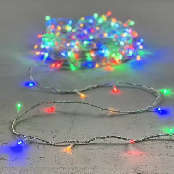 Светодиодная гирлянда с возможностью динамики 20 м., 200 разноцветных LED ламп, 24V., прозрачный силиконовый провод, IP65, Beauty Led (EST200-3W10-1M)