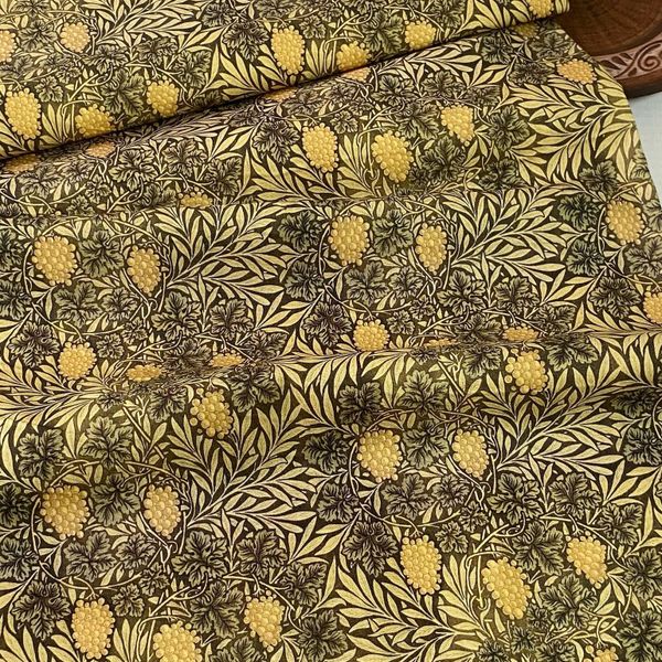 ВИНОГРАД  У. МОРРИС, ОЛИВКОВЫЙ ФОН 100% хлопок Handmade Fabrics 7